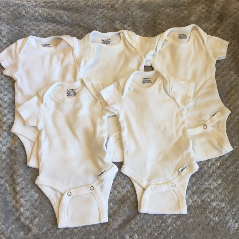 Set of 5 white onesie